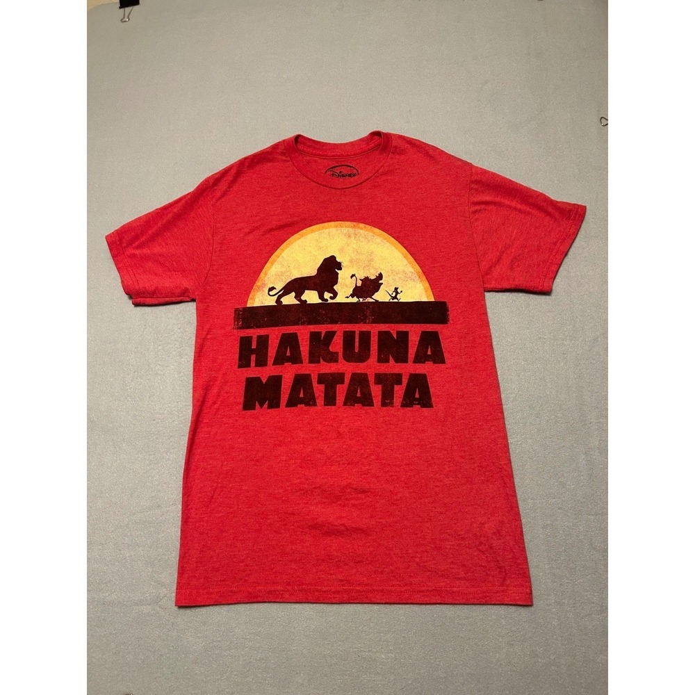Disney Lion King Hakuna‎ Matata Red Heather Graphic T-Shirt Mens Small Simba Tee